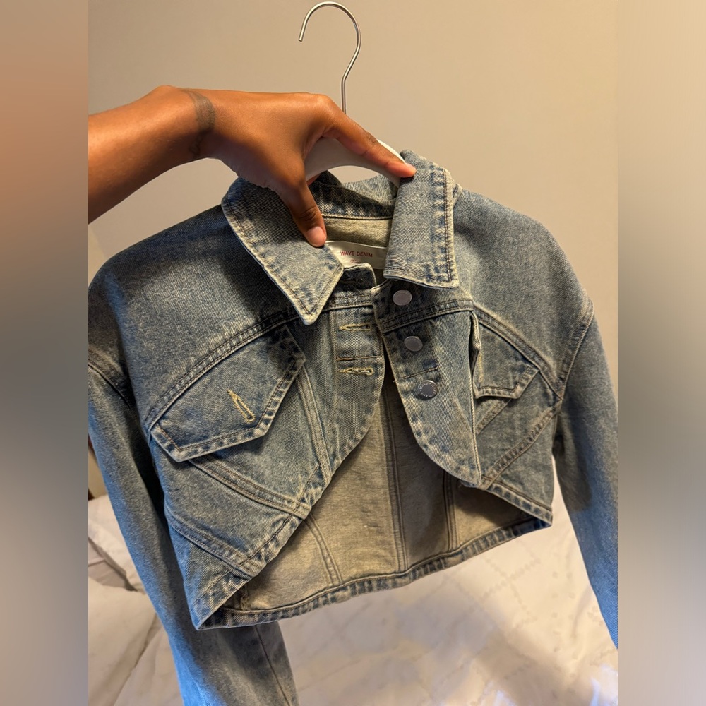 Wave denim Seoul cropped jacket